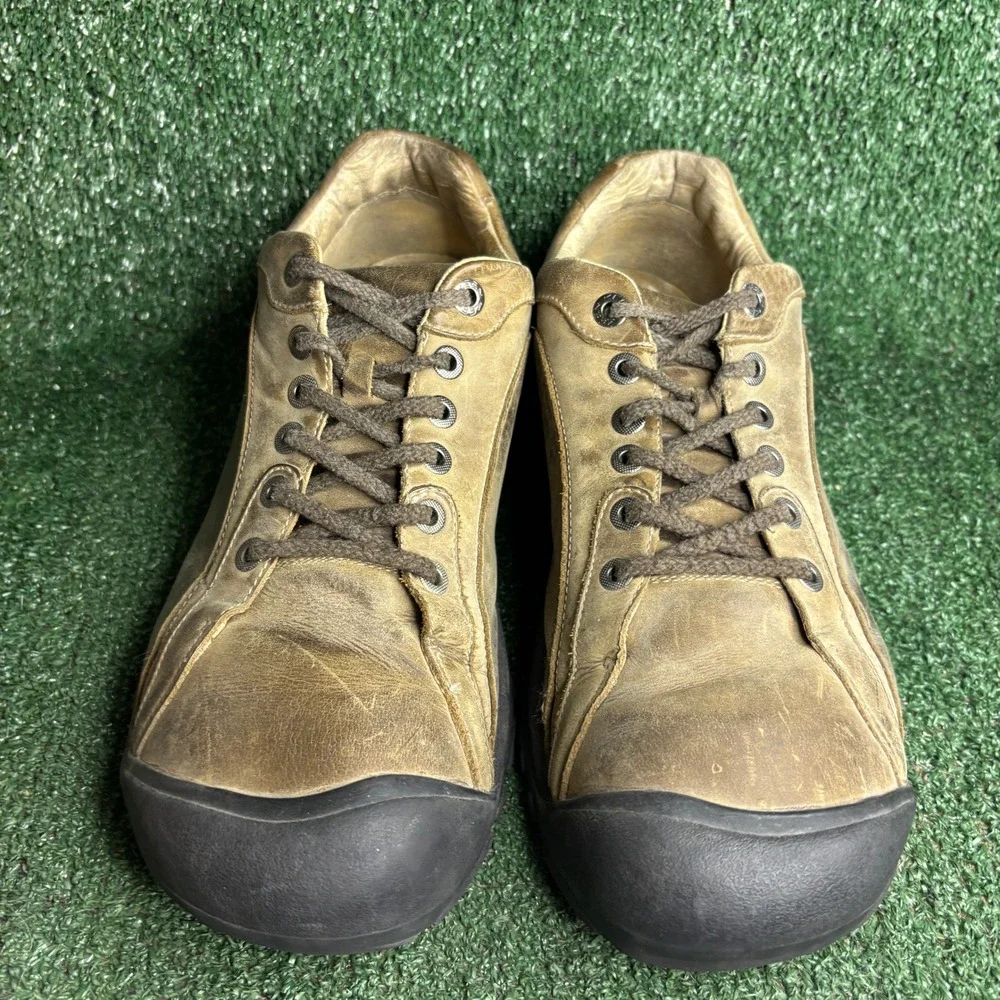 KEEN Briggs II Leather Lace Up Gorpcore Oxford Hiking Shoes Brown Mens Size 14